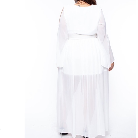 PLUS CHIFFON DRESS - WHITE *BELT NOT INCLUDED* - Picture 2 of 3